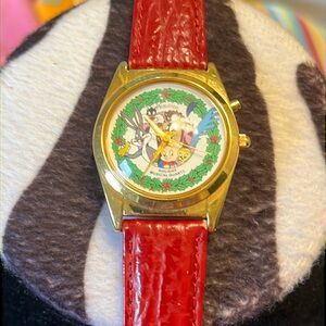 Looney Tune Armitron Collectible red Leather musical 
Watch 1994 Vintage
